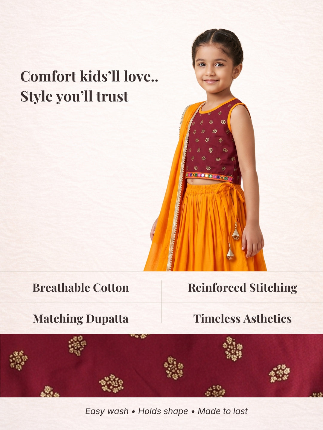 Red Golden Foil Printed Lehenga Choli Set &amp; Dupatta