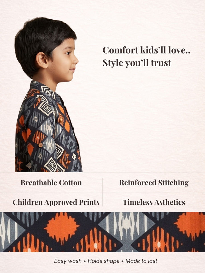 Black Ikat String Short Kurta
