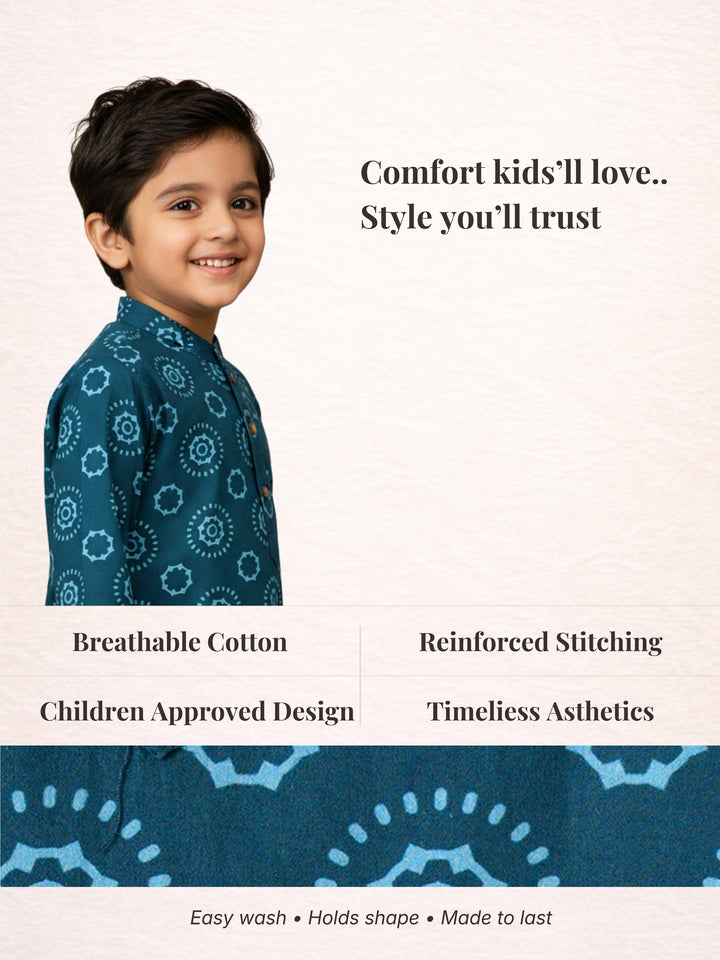Navy Blue Mandala Short Kurta
