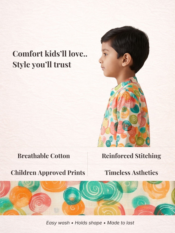 Watercolor Painted Circles Short Kurta