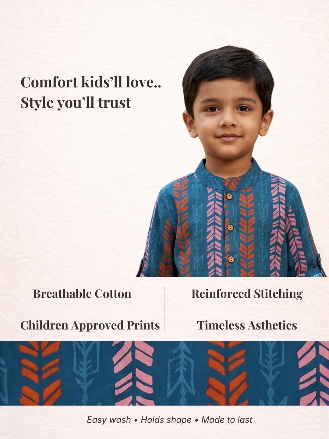 Blue Boho String Short Kurta