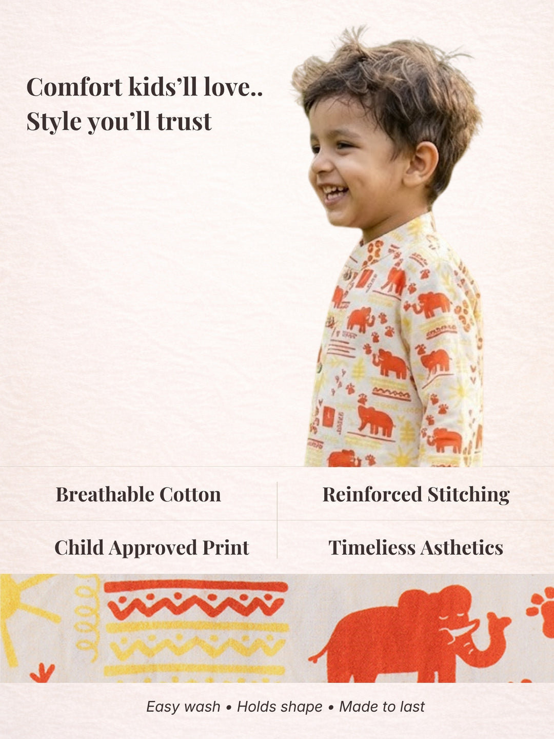 Elephant Motif Short Kurta