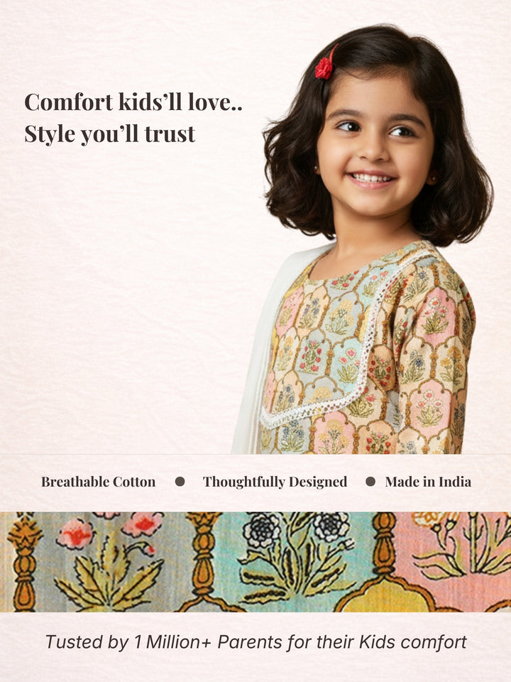 Multicolor Floral Print Kurti Set