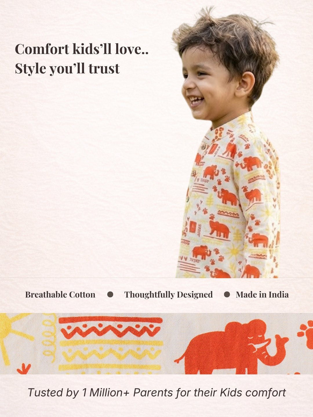 Elephant Motif Kurta Dhoti Set