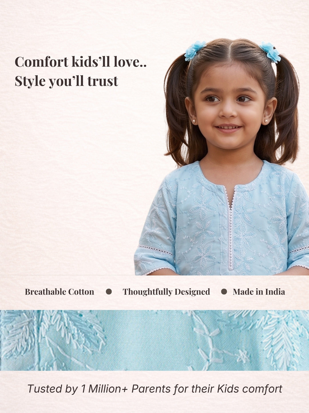 Blue Embroidered Kurti Set