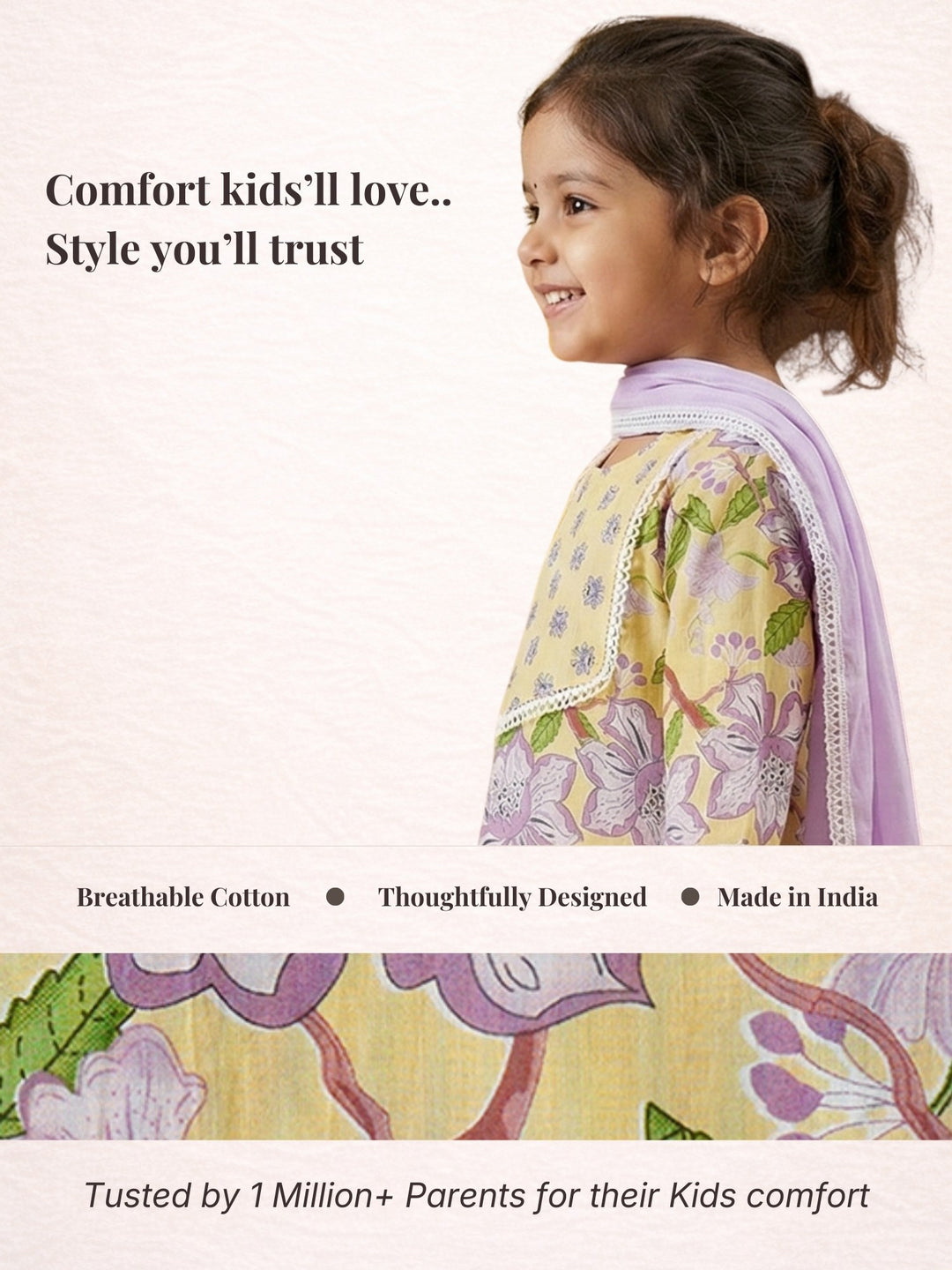 Yellow Floral Print Kurti Set