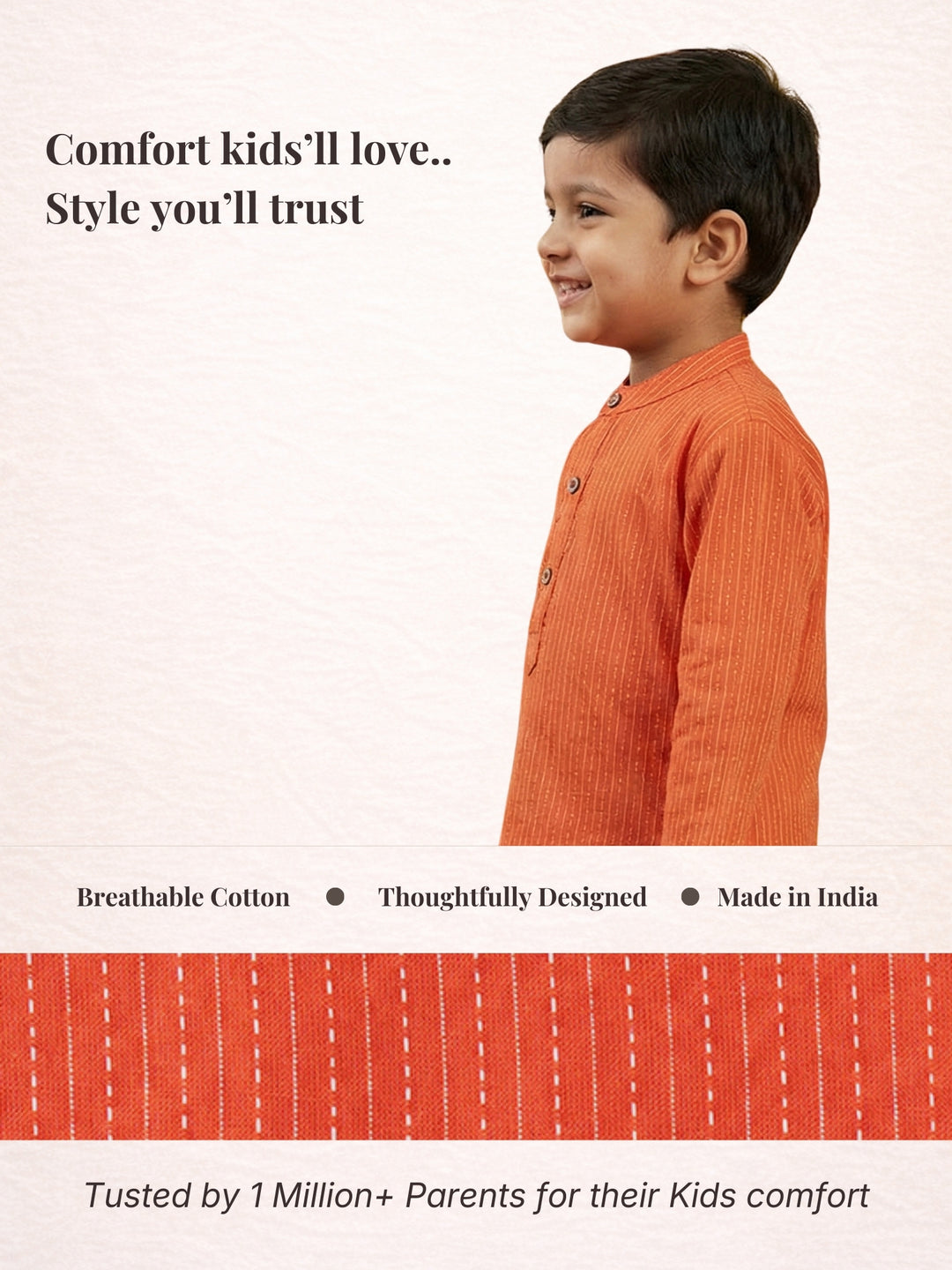 Orange Middle Cut Katha