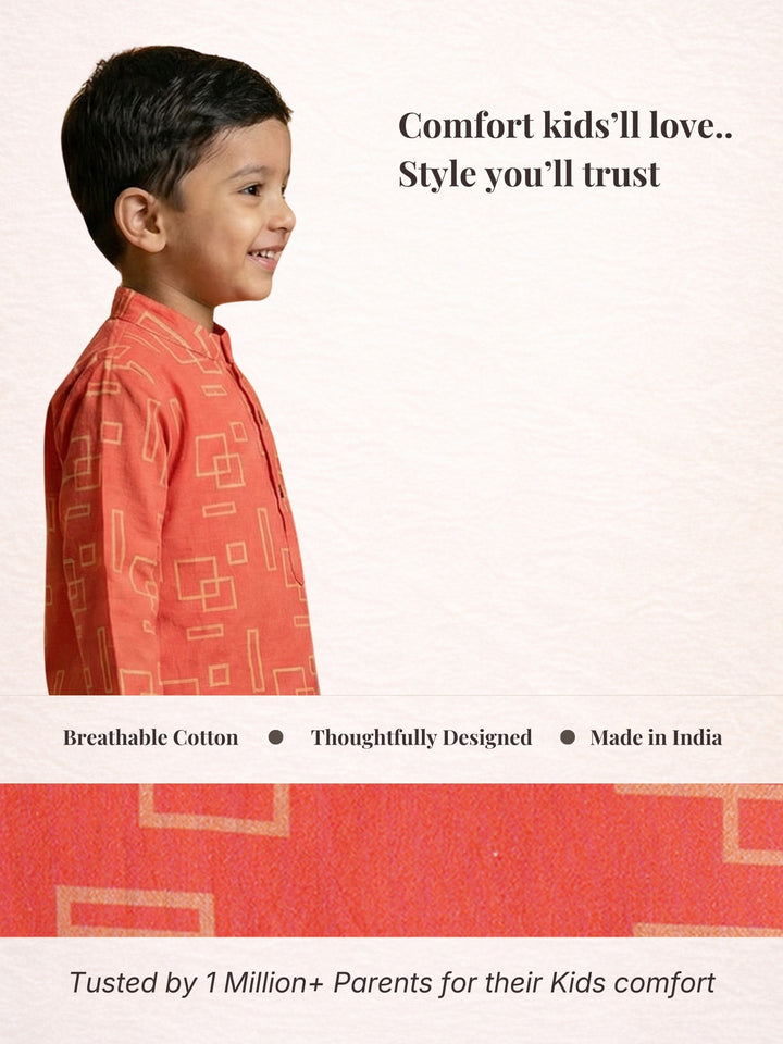 Coral Geometric Shapes Print