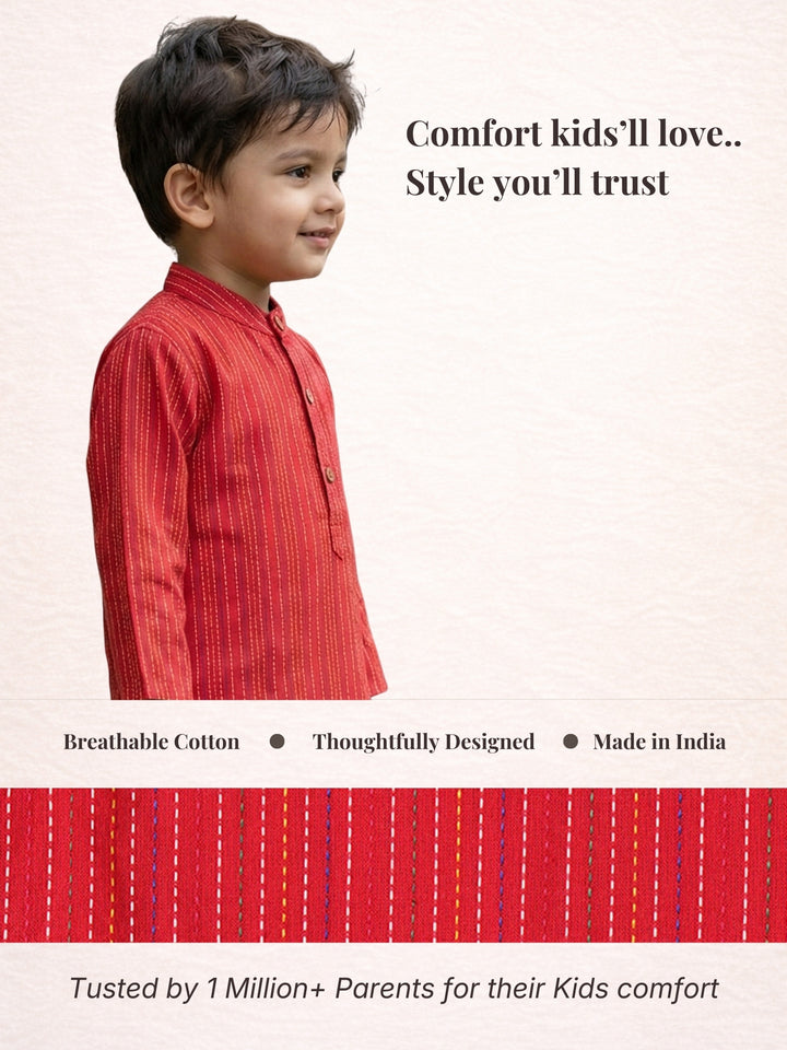 Red Middle Cut Katha