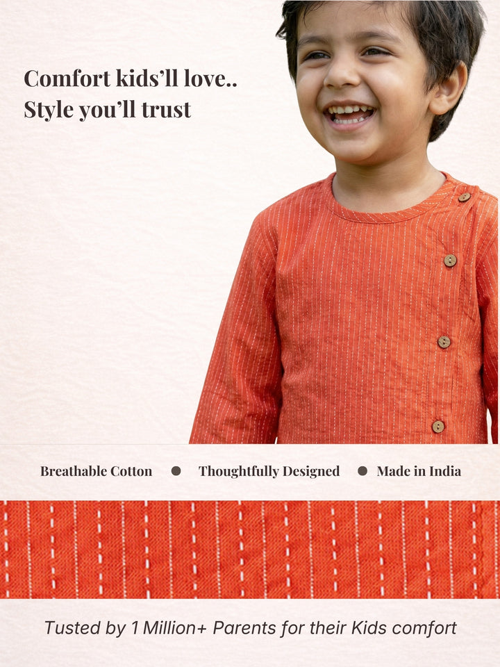 Orange Side Cut Katha