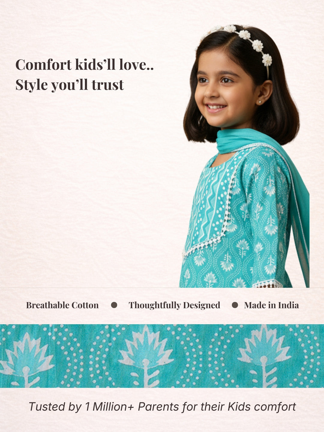 Aqua Motif Print Kurti Set