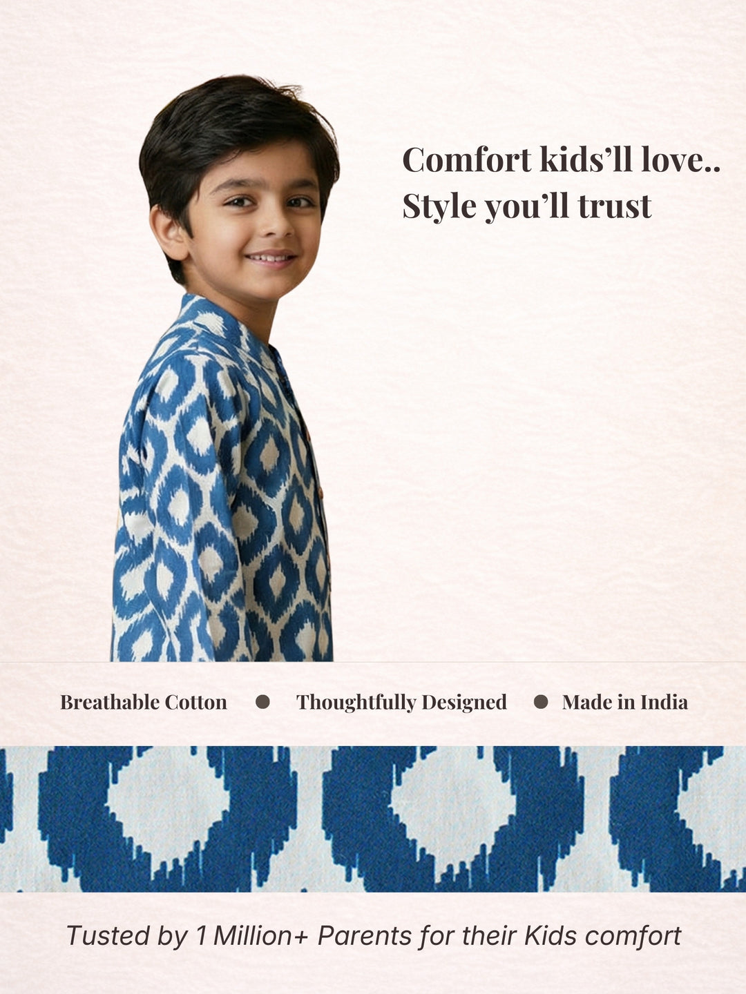 Blue Ikat Kurta Pajama Set