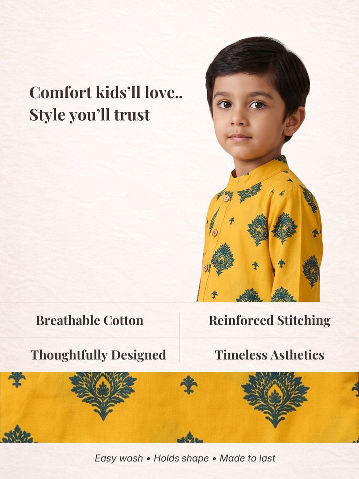 Yellow Leaf Floral Motif Print