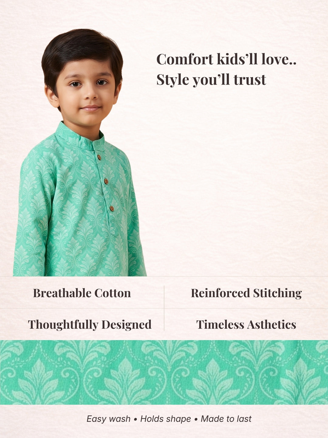 Aqua Floral Motif Print