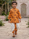 Orange Elephant Paisley Kurta Dhoti Set