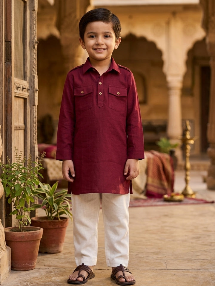 Maroon Pathani Kurta Pajama