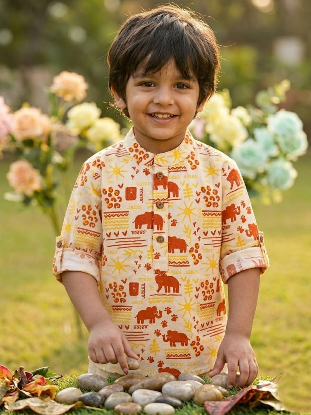 Elephant Motif Short Kurta