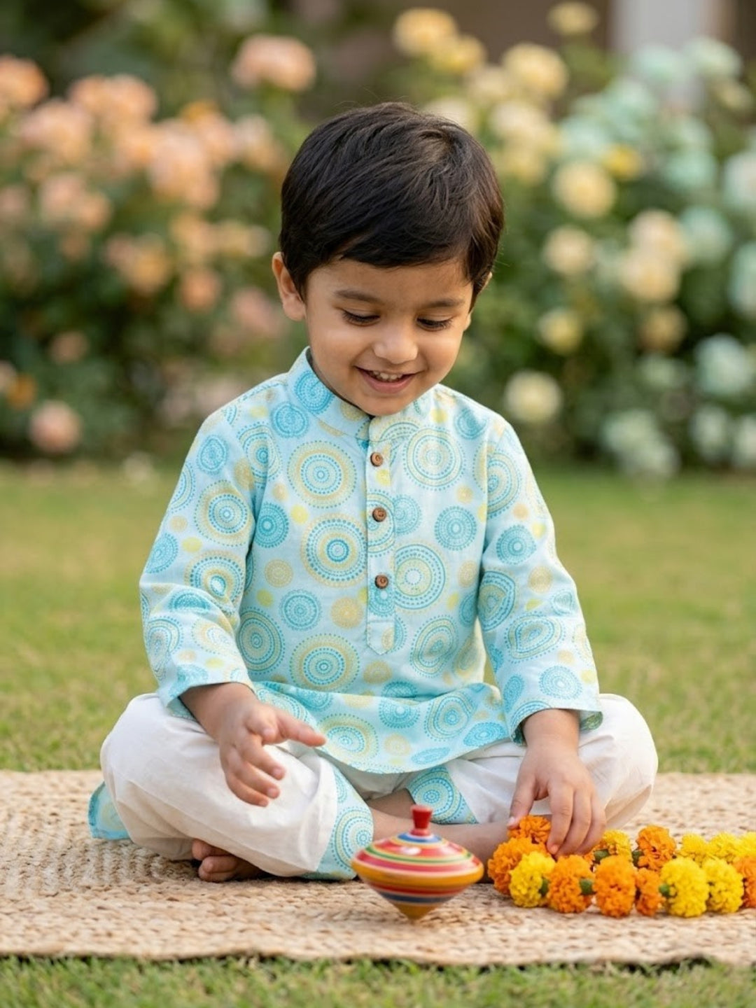 Aqua Mandala Kurta Dhoti Set