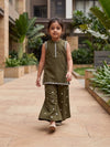 Olive Embroidered Kurti Palazzo