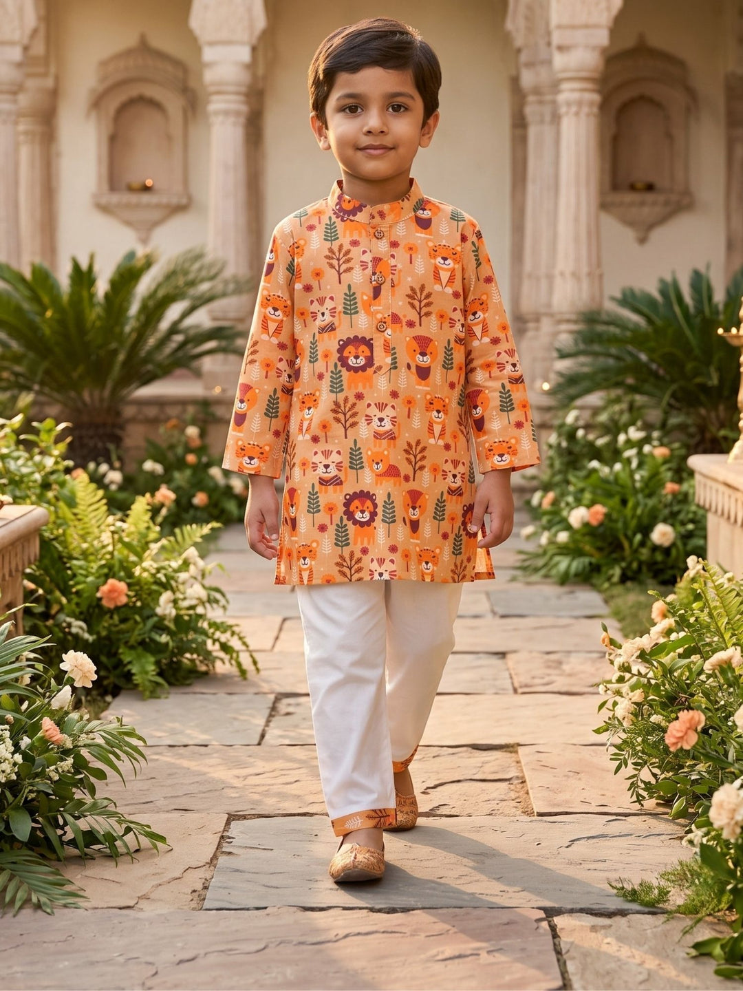 Orange Floral Animal Print