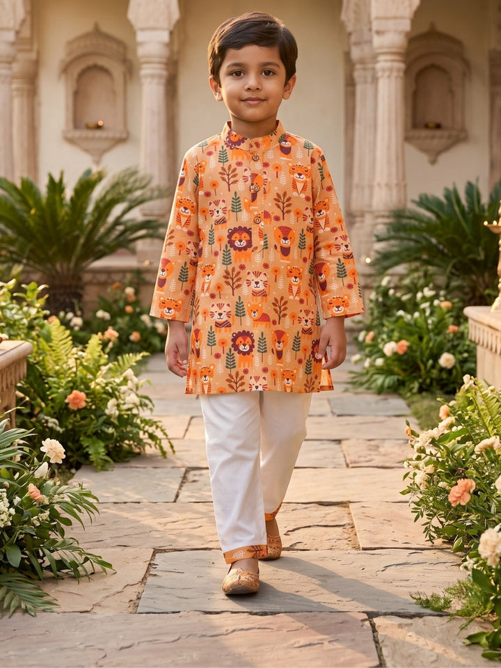 Orange Floral Animal Print