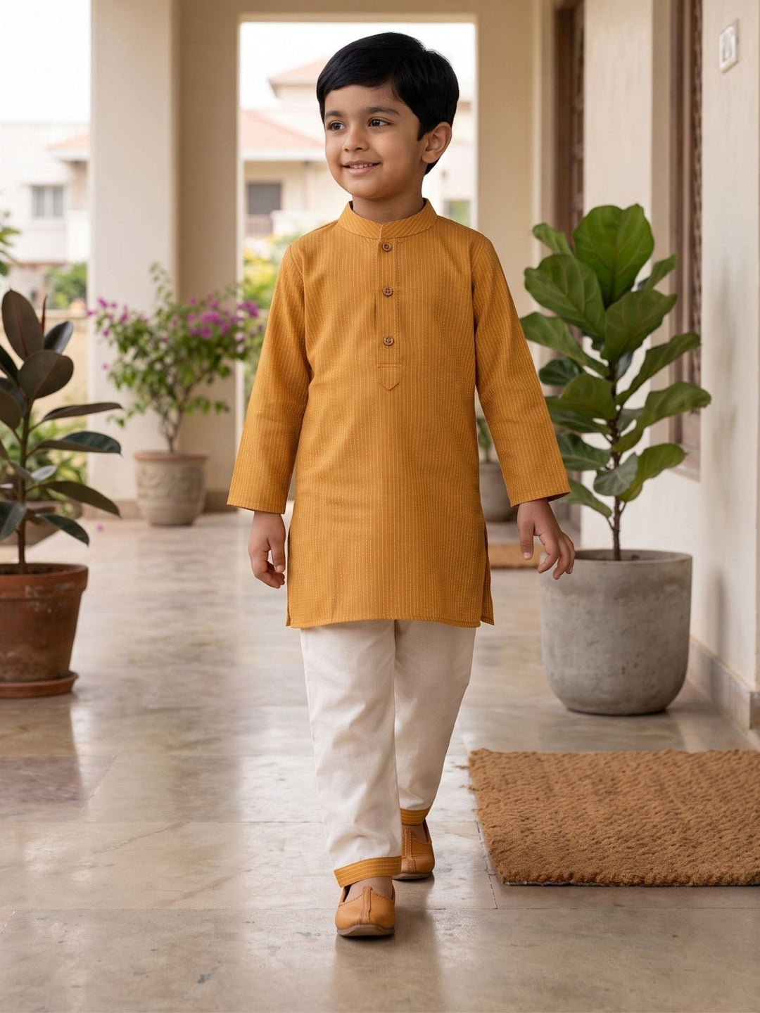 Yellow Middle Cut Katha