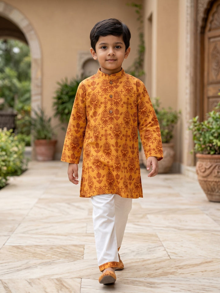 Mustard Floral Damask