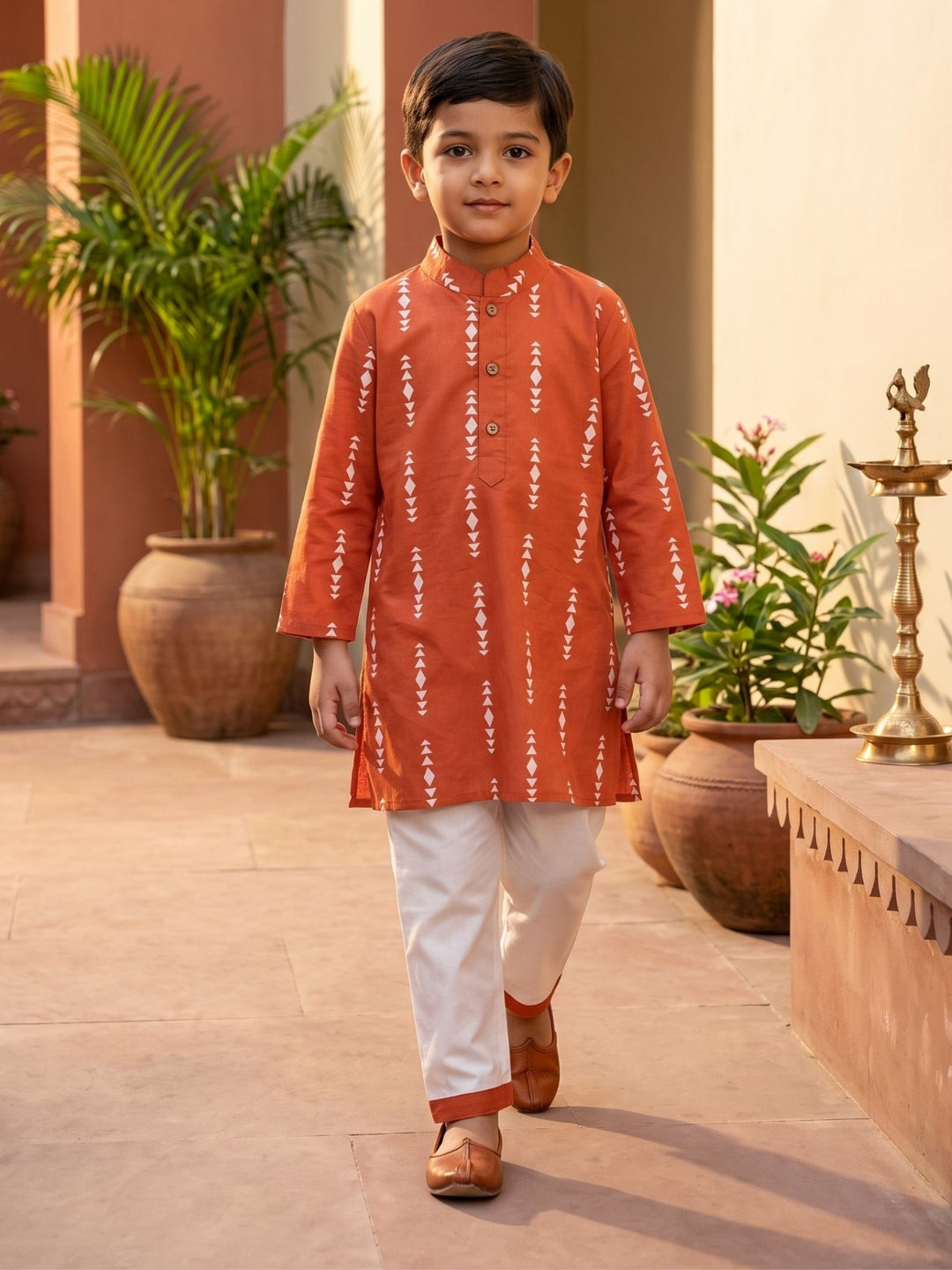 Rust Boho Motif Print