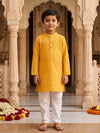 Yellow Schiffli Embroidered Kurta Pajama