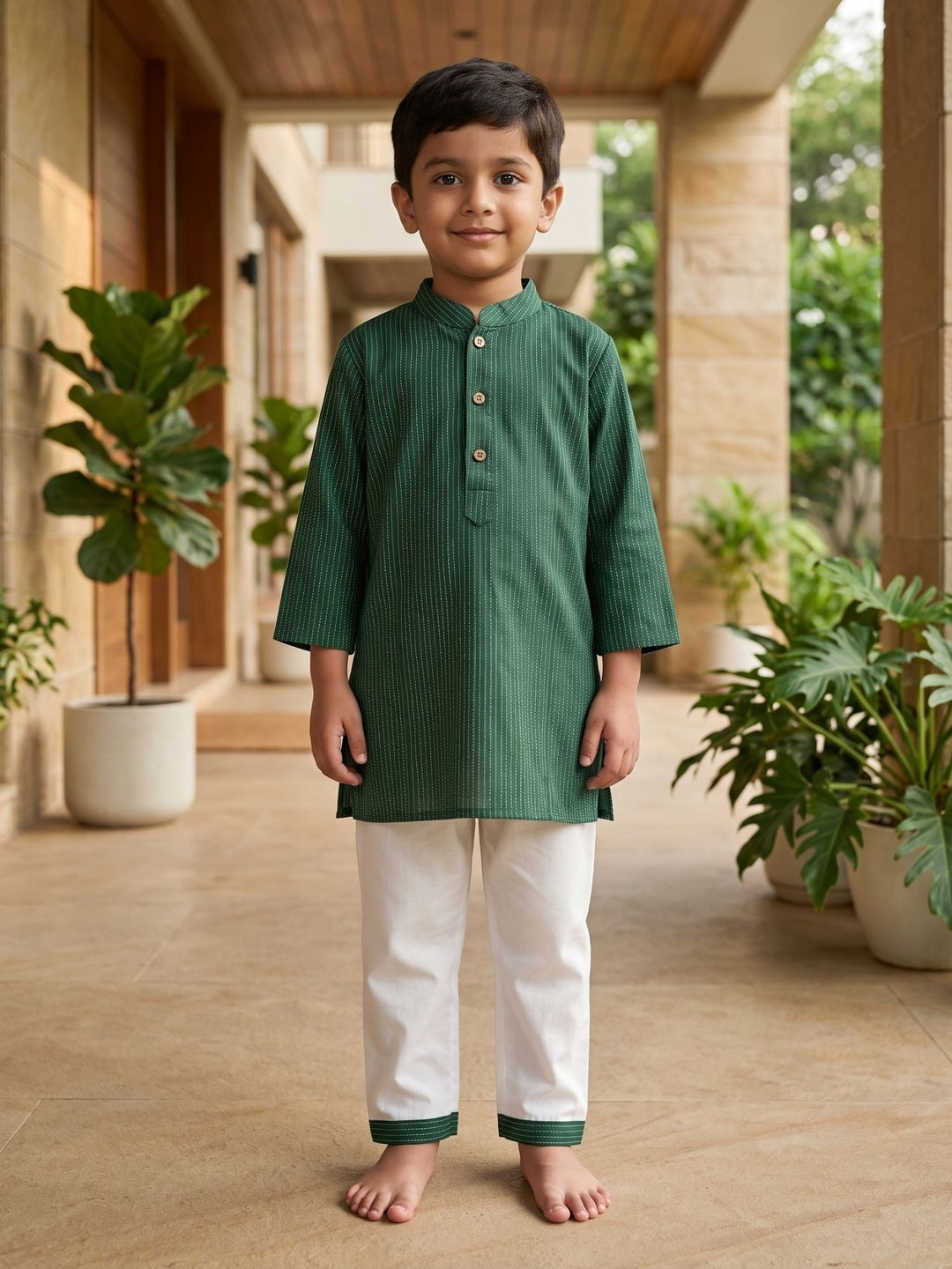 Green Middle Cut Katha