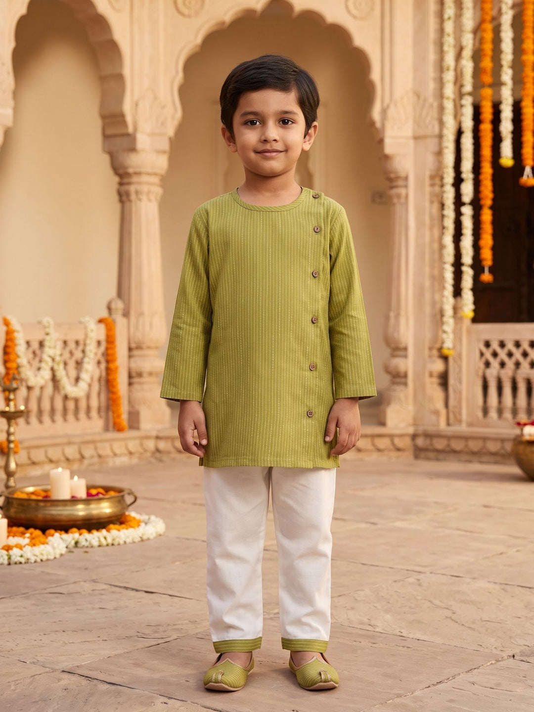 Olive Side Cut Katha