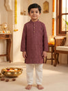 Wine Schiffli Embroidered Kurta Pajama