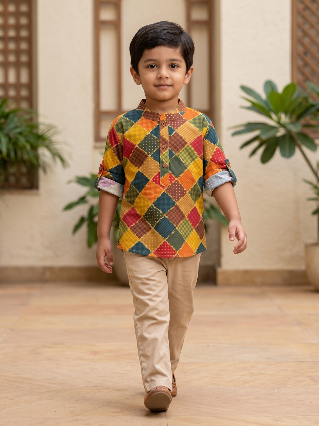 Multicolor Patchwork Short Kurta