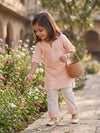 Peach Embroidered Kurti Set