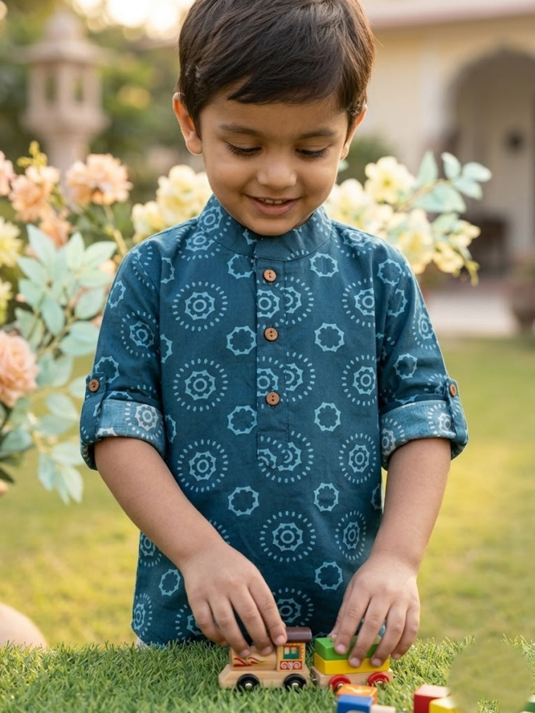 Navy Blue Mandala Short Kurta