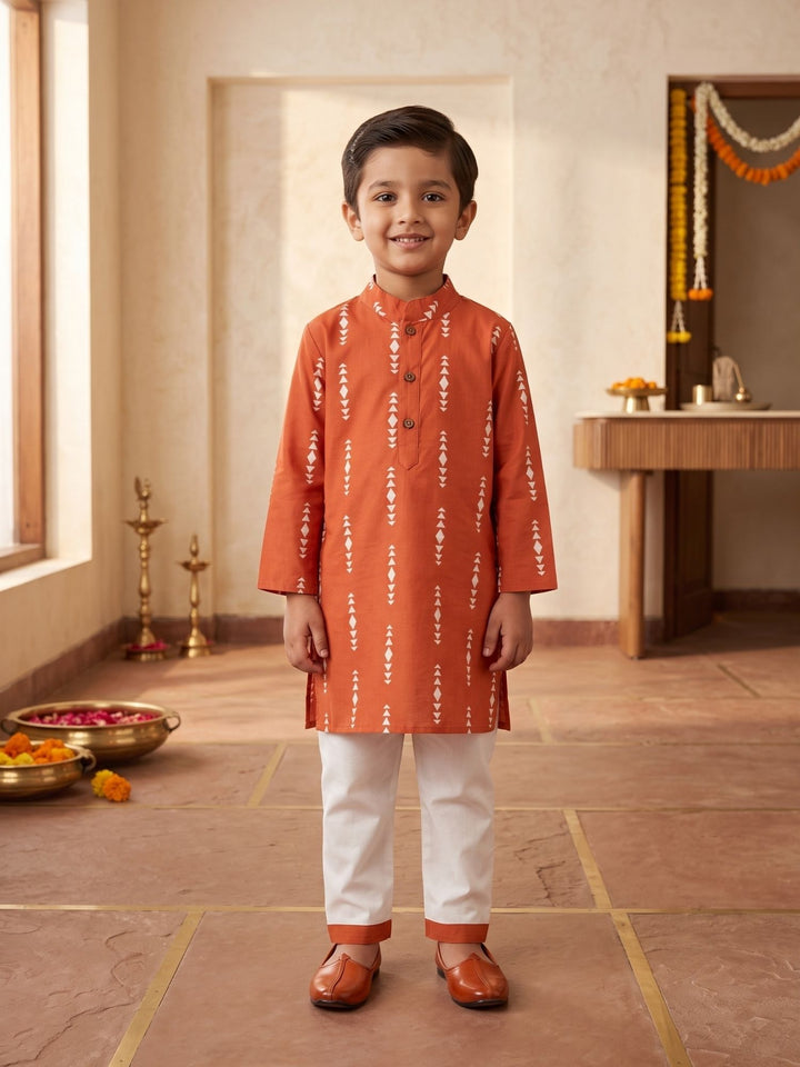 Rust Boho Motif Print