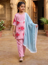 Pink Floral Buds Print Kurti Set