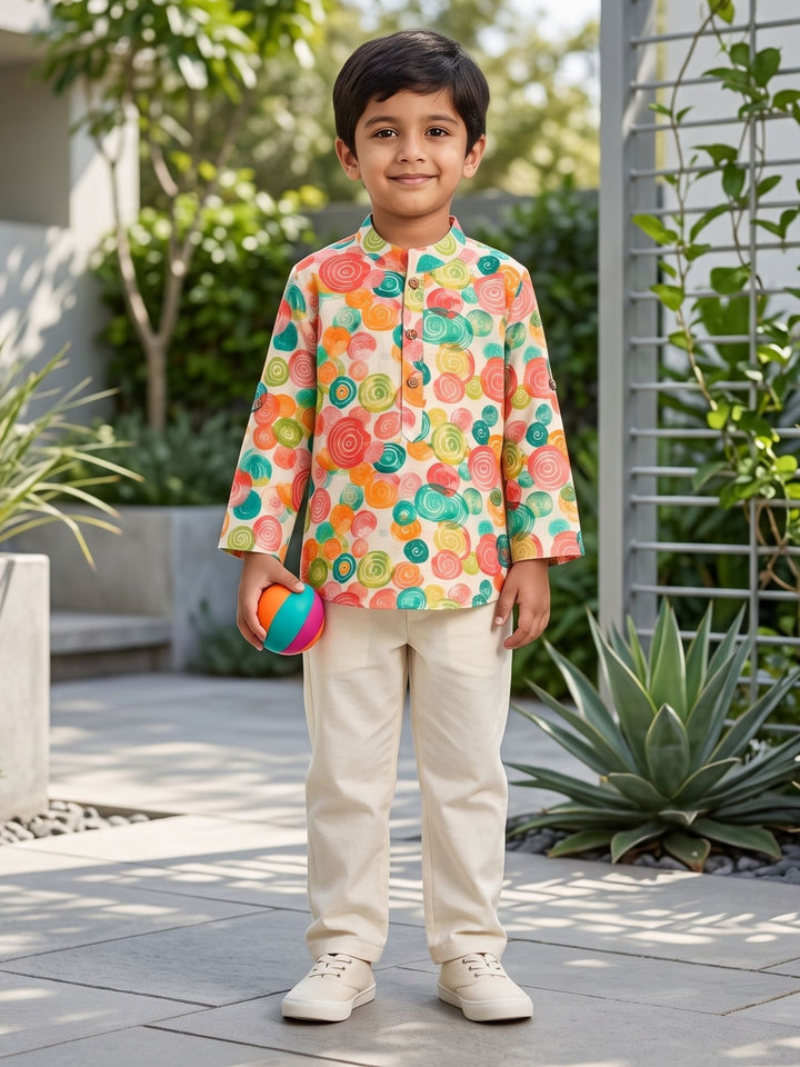 Watercolor Painted Circles Short Kurta