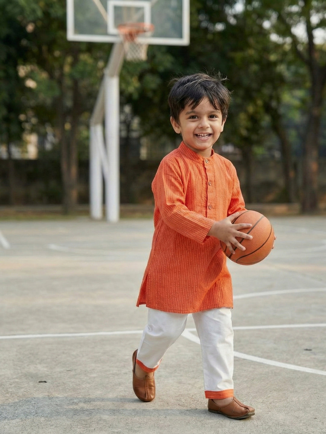 Orange Middle Cut Katha