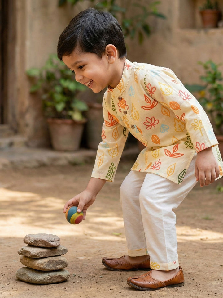 Yellow Fern & Leaves Print