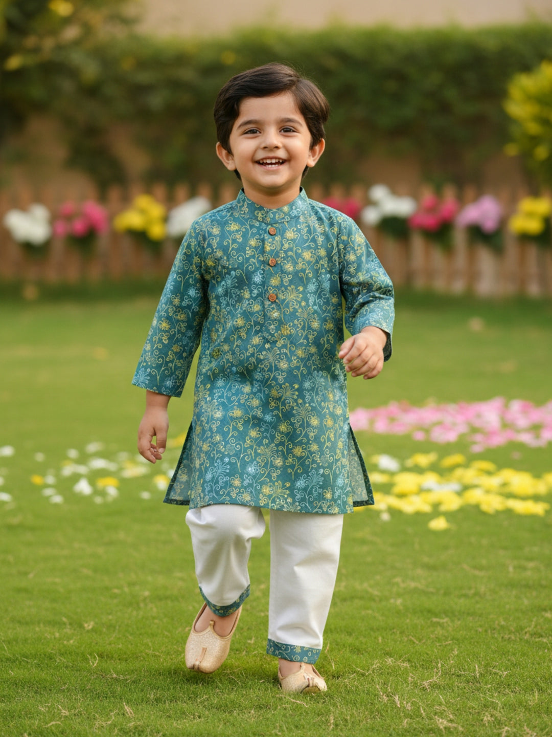 Teal Floral Vine Print