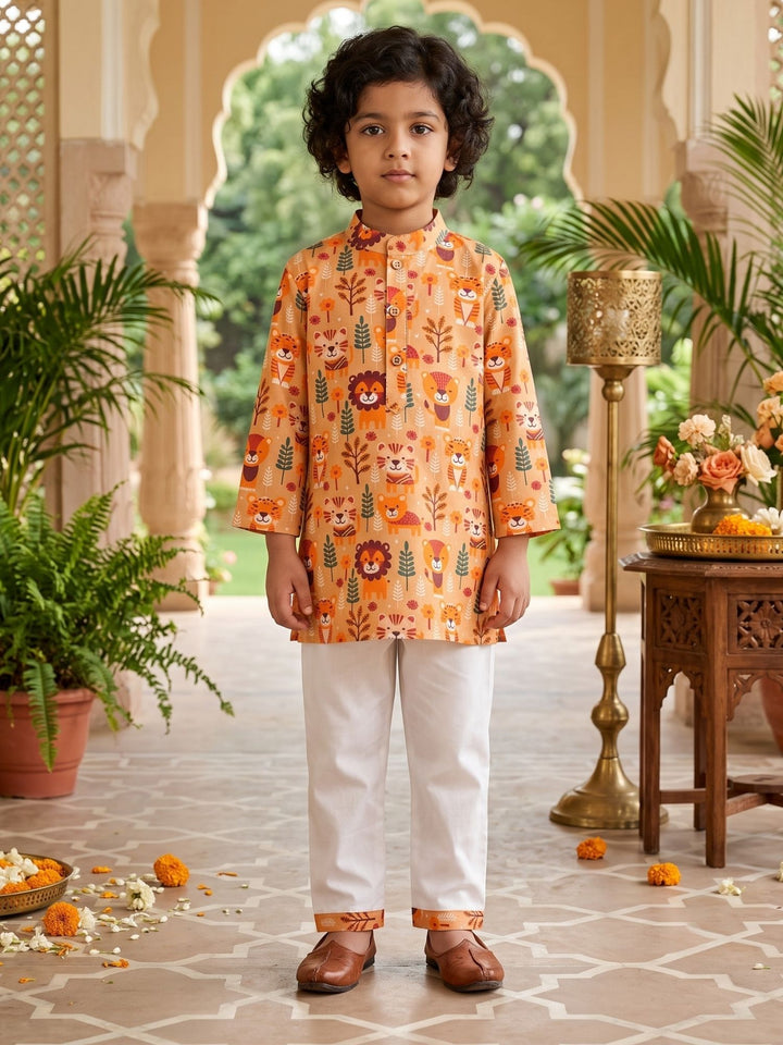 Orange Floral Animal Print