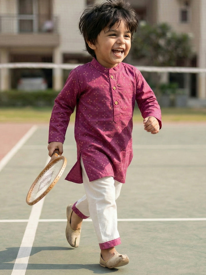 Magenta Floral Motif Print