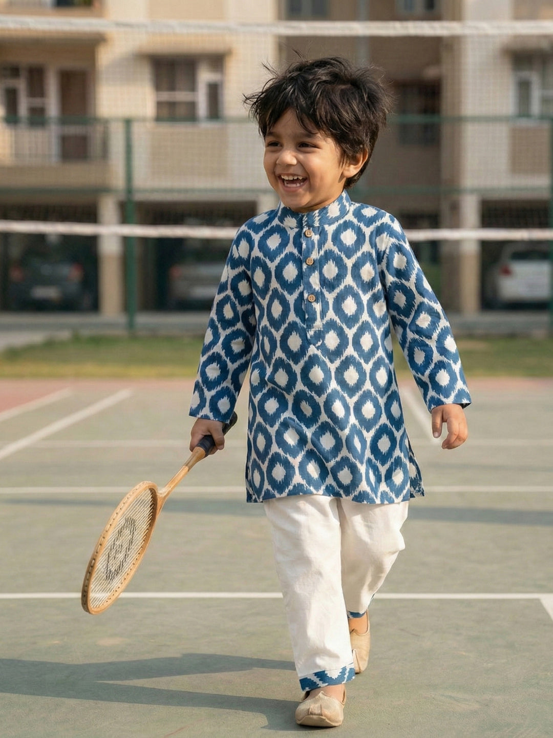 Blue Ikat Kurta Pajama Set