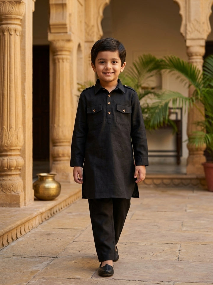 Black Pathani Kurta Pajama