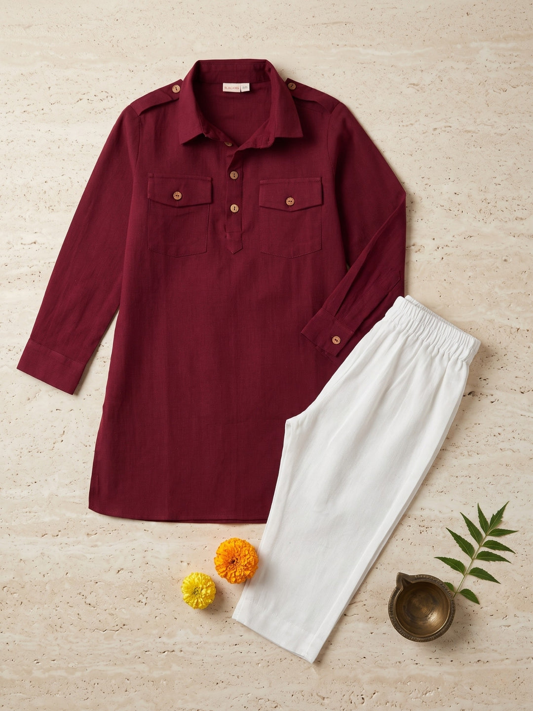 Maroon Pathani Kurta Pajama