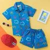 Blue Sun & Clouds Printed Cotton Shirt & Shorts Set