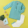 Kurta Pajama - Aqua Peacock Feather