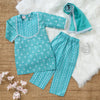 Blue Blossom Kurti Pajama & Dupatta