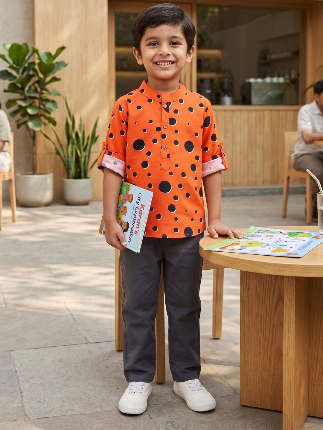 Coral Polka Short Kurta
